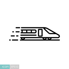 High-speed passenger train flat vector icon