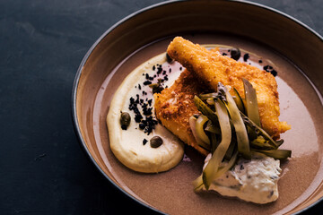 Black background, meal.