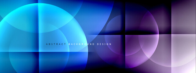 Vector abstract background - circle and cross on fluid gradient with shadows and light effects. Techno or business shiny design templates for text