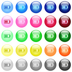 Half battery with two load units icons in color glossy buttons