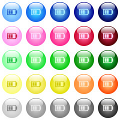 Half battery with two load units icons in color glossy buttons