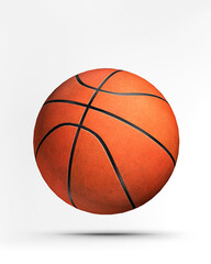 Fototapeta premium Basketball ball isolated on white with shadow. Professional sport ball design. 3D illustration element.
