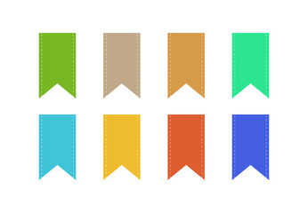 set of blank colorful ribbons with copy space on white background