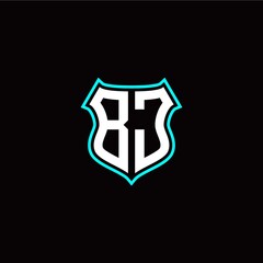 B J initials monogram logo shield designs modern