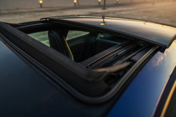 Glass Sunroof Of Fast Car.