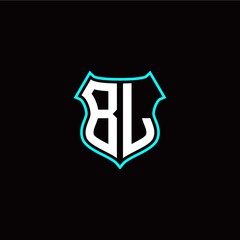 B L initials monogram logo shield designs modern