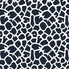 Abstract seamless pattern of black and white giraffe skin. Repeating texture. Figure for textiles. Surface design. © Dzianis