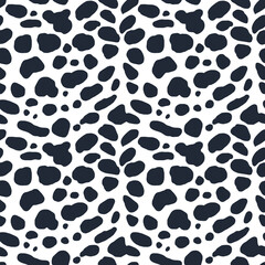 Abstract seamless pattern of black and white jaguar skin. Repeating texture. Figure for textiles. Surface design. © Dzianis
