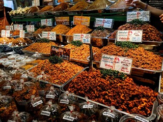 dried fruits and nuts at market