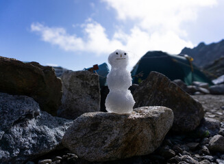 snowman on a stone