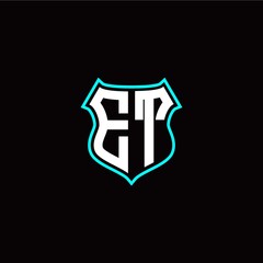 Obraz premium E T initials monogram logo shield designs modern