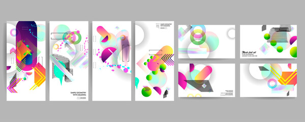 Modern abstract covers set texture foil pearl shades. Cool gradient shapes composition, vector covers design eps 10