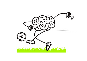 brain plays football and shows the audience a good kick