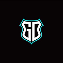 G O initials monogram logo shield designs modern