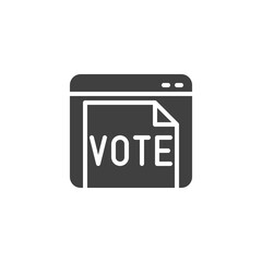Online voting vector icon. filled flat sign for mobile concept and web design. Website with vote document glyph icon. Symbol, logo illustration. Vector graphics