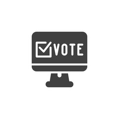 Online vote confirm vector icon. filled flat sign for mobile concept and web design. Online election vote glyph icon. Symbol, logo illustration. Vector graphics