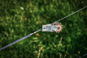 An inline Fence Tensioner on a Farm in Upstate NY