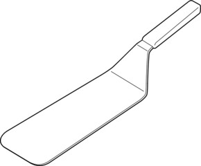 A vector line art illustration of an offset spatula