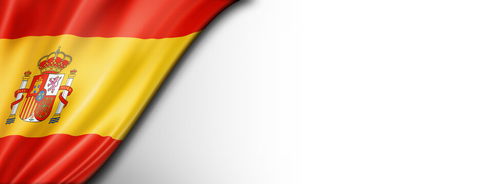 Spanish flag isolated on white banner