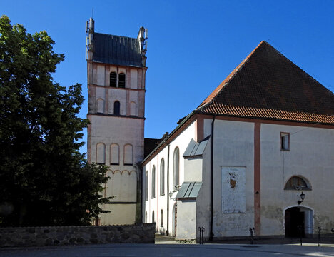 built in the 17th century, the Roman Catholic church dedicated to the Immaculate Conception of the Blessed Virgin Mary and Saint Wojciech in the city of Nidzica in Warmia and Masuria in Poland