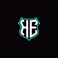Obraz premium H E initials monogram logo shield designs modern