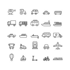 Transportation icon set vector line for website, mobile app, presentation, social media. Suitable for user interface and user experience.