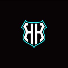 H K initials monogram logo shield designs modern