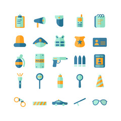 Police icon set vector flat for website, mobile app, presentation, social media. Suitable for user interface and user experience.