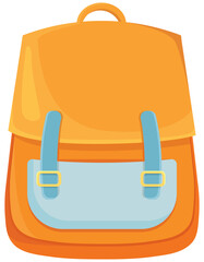 Orange school bag in cartoon style. Backpack for school children.