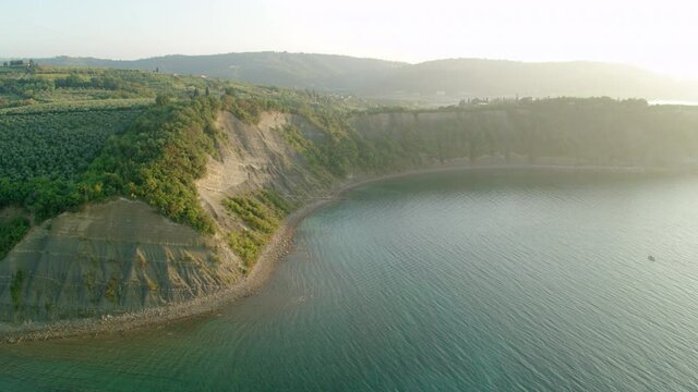 4K Drone Push Back Of Ocean And Cliffs