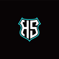 H S initials monogram logo shield designs modern