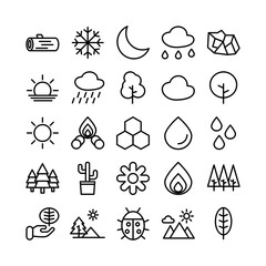 Nature icon set vector line for website, mobile app, presentation, social media. Suitable for user interface and user experience.