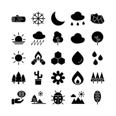 Nature icon set vector solid for website, mobile app, presentation, social media. Suitable for user interface and user experience.