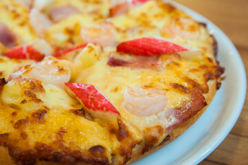 Pizza with seafood