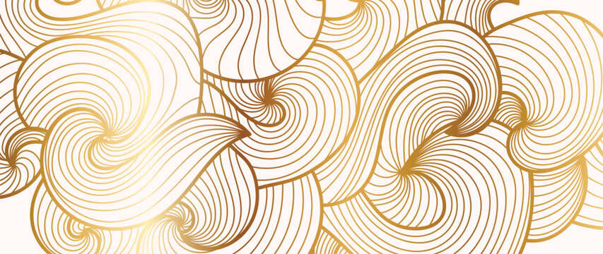 Luxury golden wallpaper. Art Deco Pattern, Vip invitation background texture for print, fabric, packaging design, invite.  Vintage vector illustration.