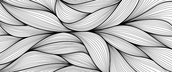 Black and white lines pattern background. Luxury Line arts wallpaper. Design for cover, invitation background, packaging design, fabric and print. Vector illustration.