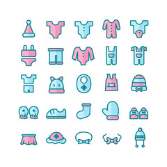 Fototapeta na wymiar Baby Clothes icon set vector flat line for website, mobile app, presentation, social media. Suitable for user interface and user experience.