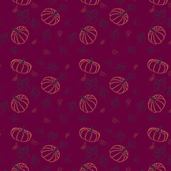 Autumn harvest.Orange pumpkin seamless pattern.