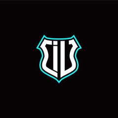 I U initials monogram logo shield designs modern