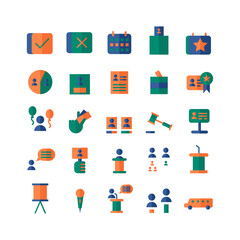 Politic icon set vector flat for website, mobile app, presentation, social media. Suitable for user interface and user experience.
