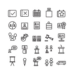 Politic icon set vector line for website, mobile app, presentation, social media. Suitable for user interface and user experience.