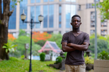 Young African man at the park outdoors