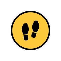 Isolation, virus protection, personal boundaries. Foot symbol, sign. Vector illustration isolated on white background