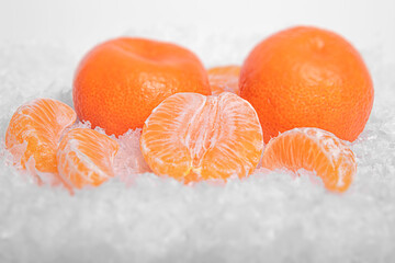 Tangerines in the snow.