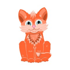 Funny ginger kitty isolated on white background.