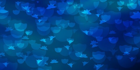 Dark BLUE vector texture with circles, stars. Colorful disks, stars on simple gradient background. Design for wallpaper, fabric makers.