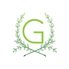 Green Letter G Floral Sign