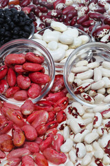 different varieties of beans close-up, as background