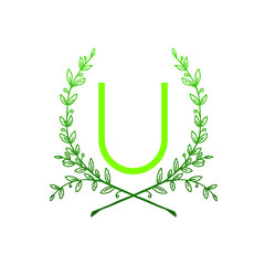 Vector Green letter U Floral Sign