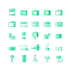 Photography icon set vector gradient for website, mobile app, presentation, social media. Suitable for user interface and user experience